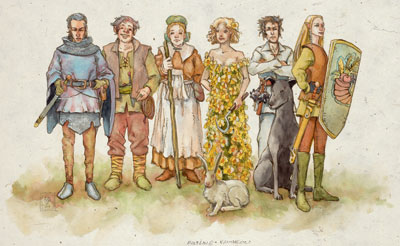 Von links nach rechts: Arvoreen, Brandobaris, Cyrollalee, Sheela Peryroyl, Urogalan, Yondalla